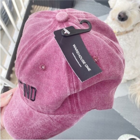 NWTs WAREHOUSE ONE Weekend Ball CapPasbery Pinkdistressed look - Picture 7 of 7